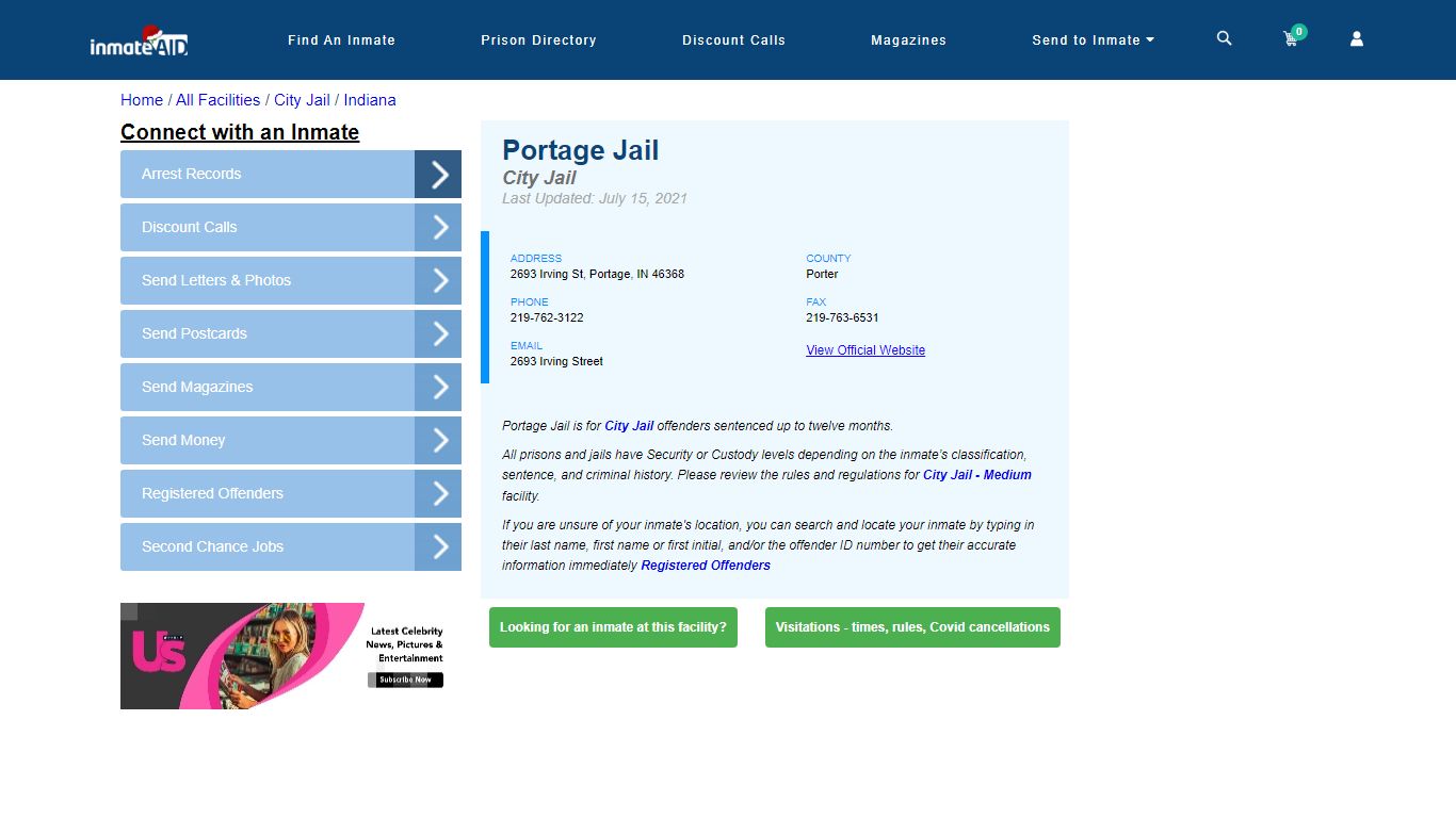 Portage Jail | Inmate Locator